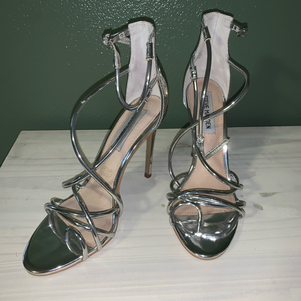Strappy Silver Steve Madden Heels